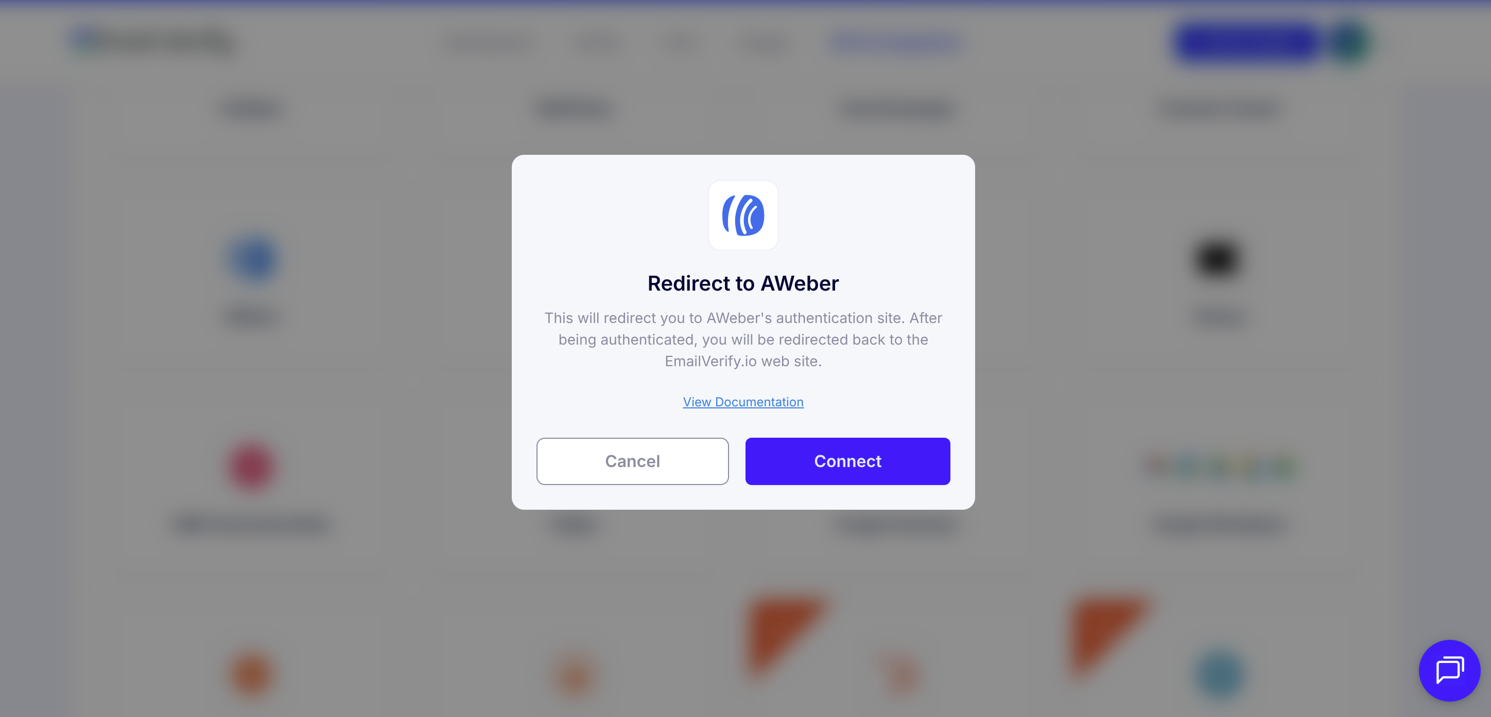 Step 2: Step 2: Open the AWeber Integration