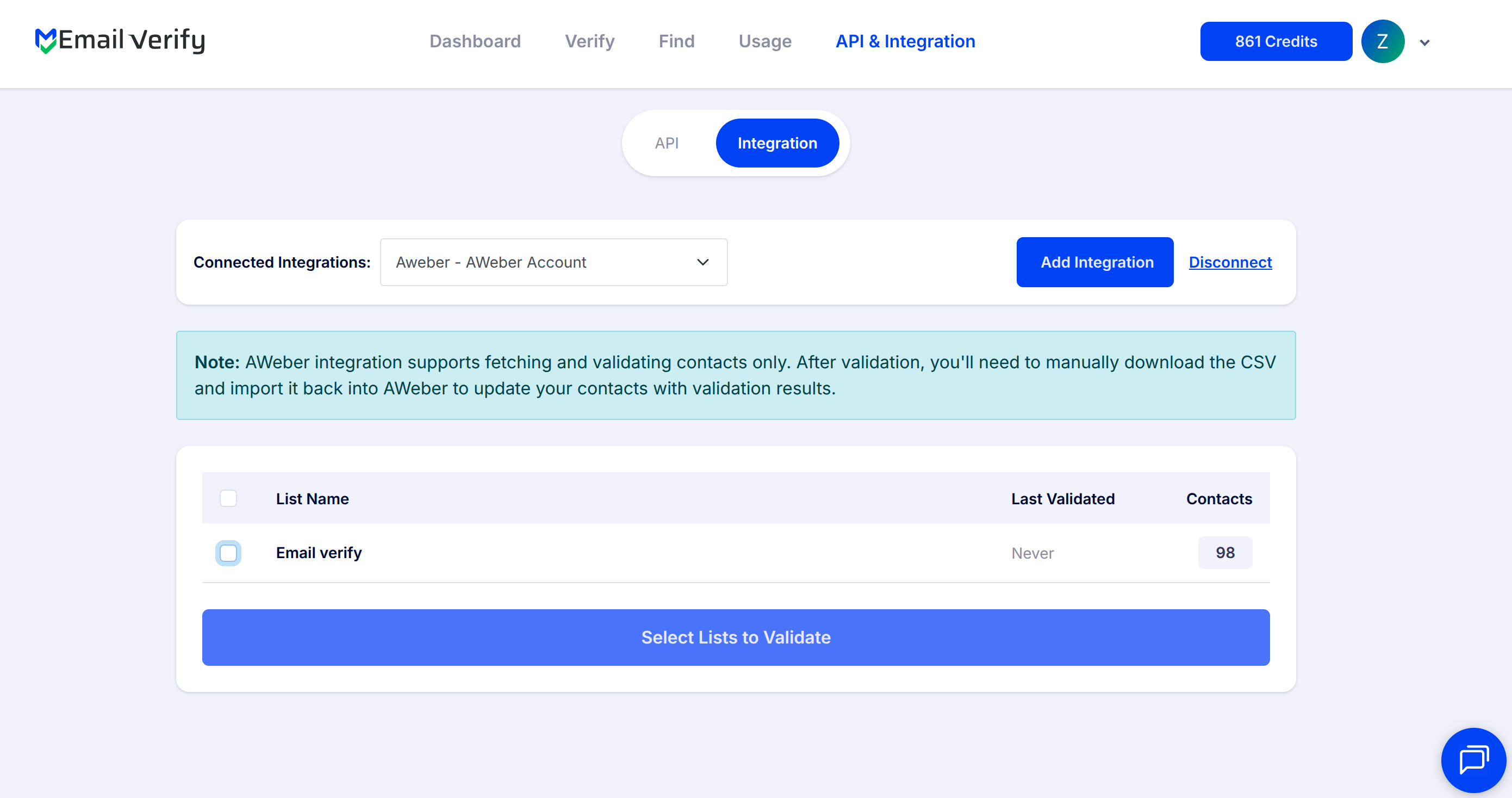 Step 4: Step 4: View Your AWeber Lists