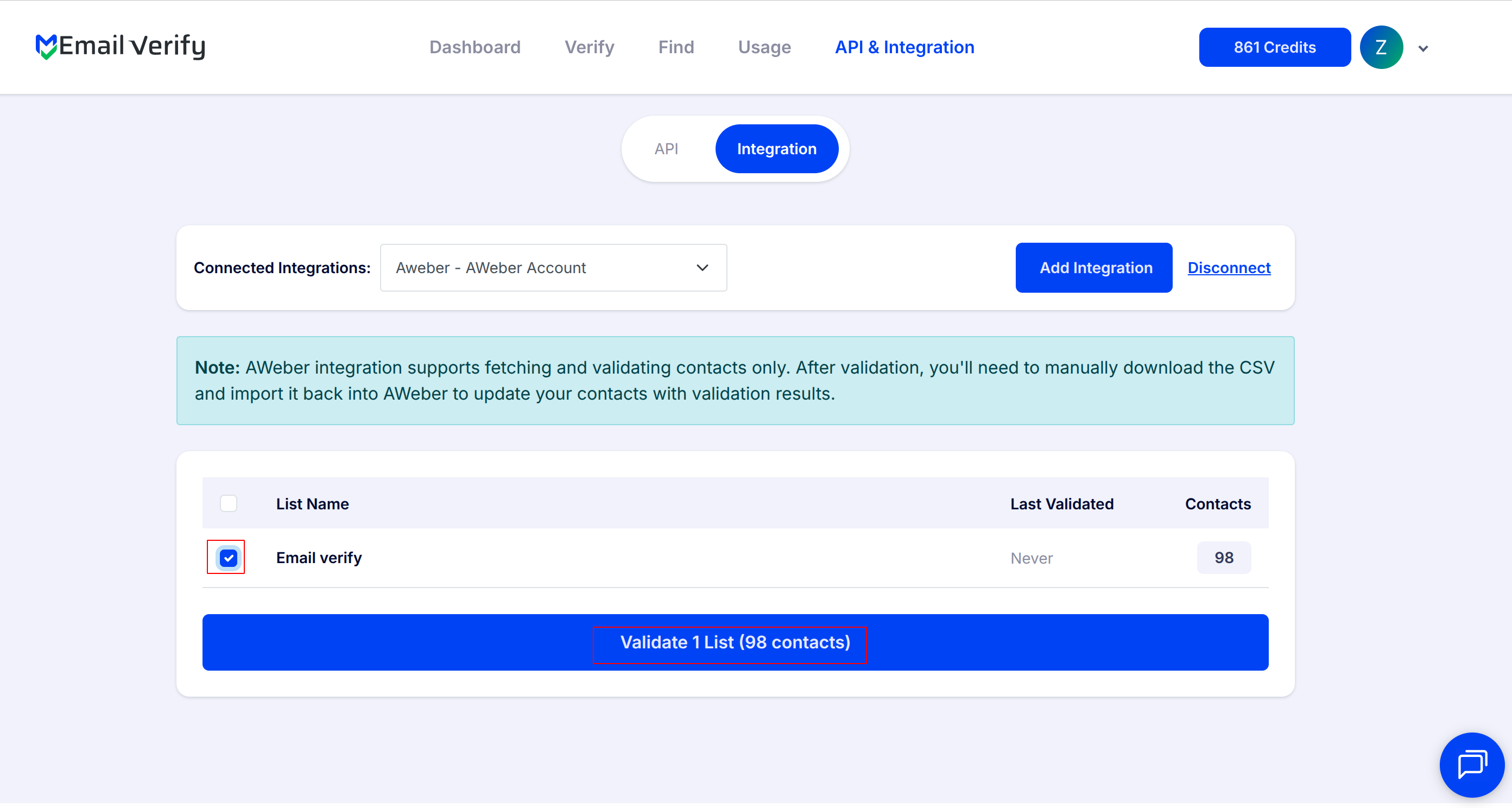 Step 5: Step 5: Select Lists to Verify