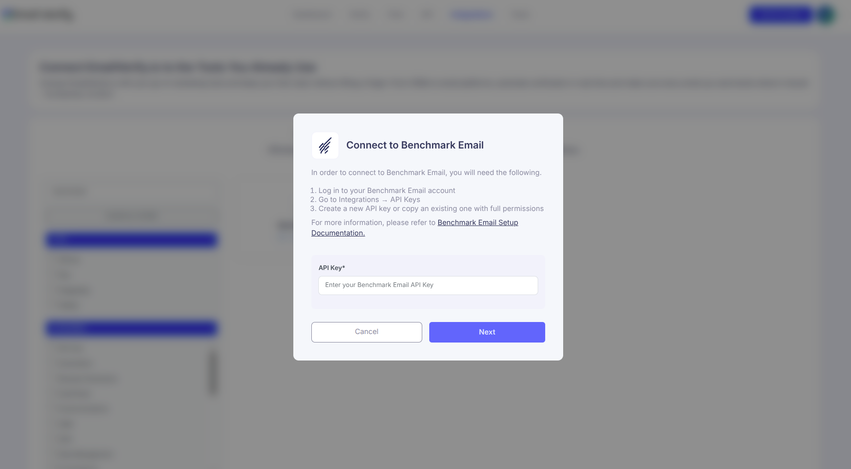 Step 2: Step 2: Select Benchmark Email
