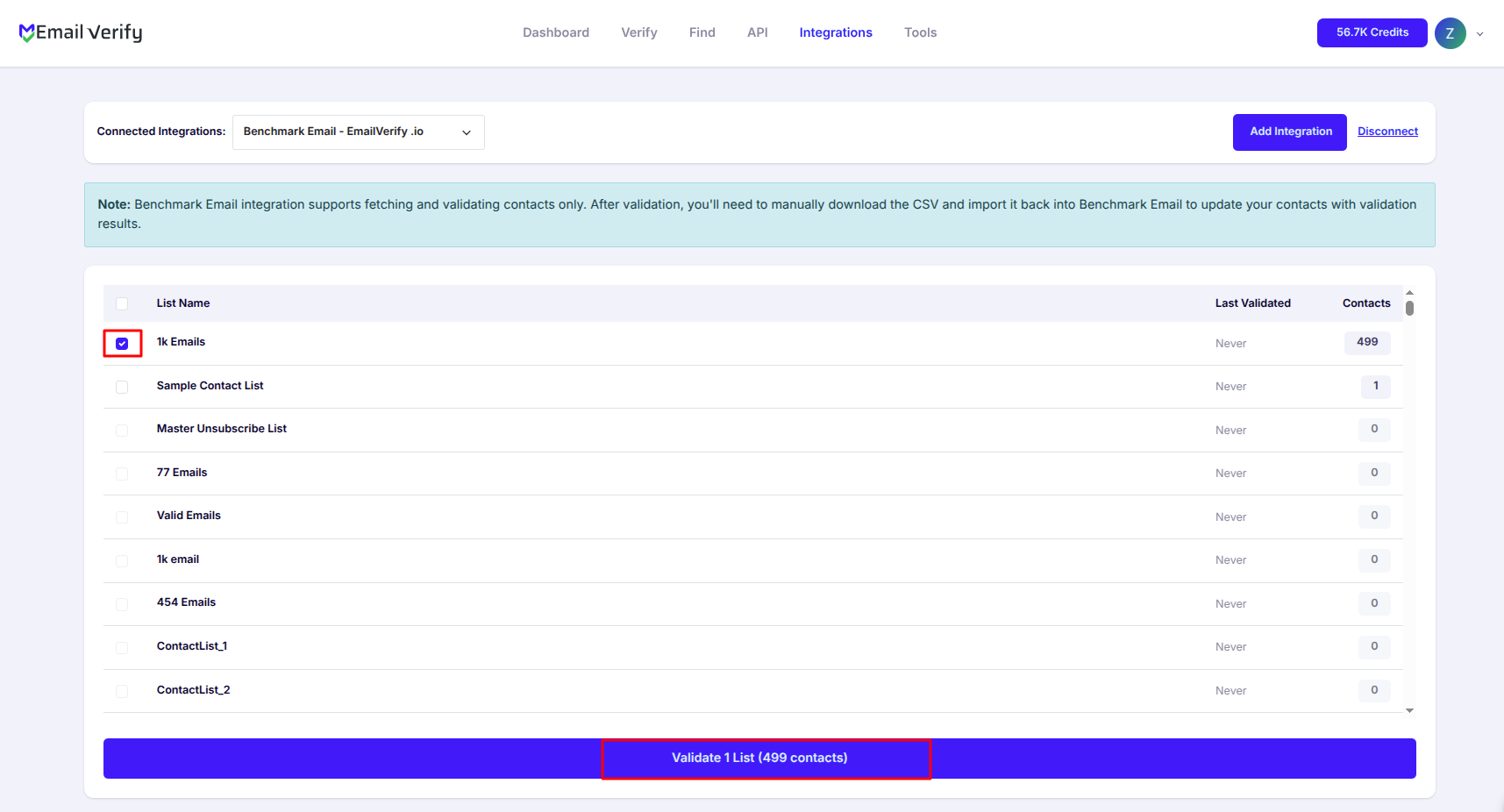 Step 5: Step 5: Select Lists to Verify