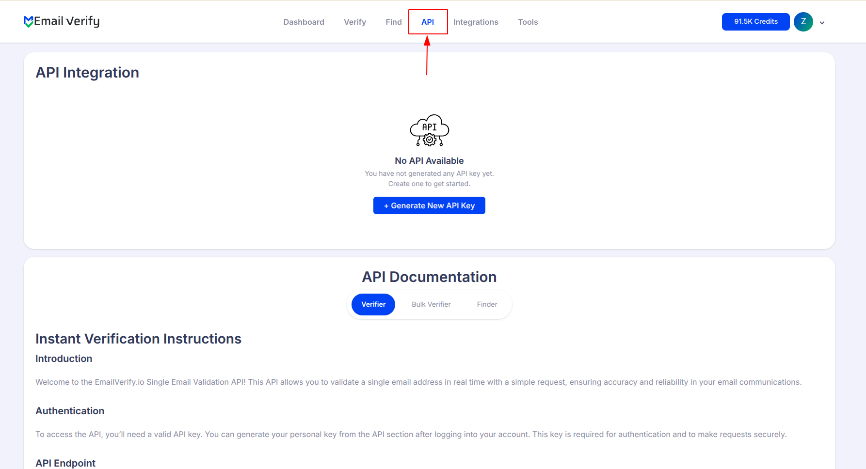 Step 1: Step 1: Sign in to EmailVerify.io