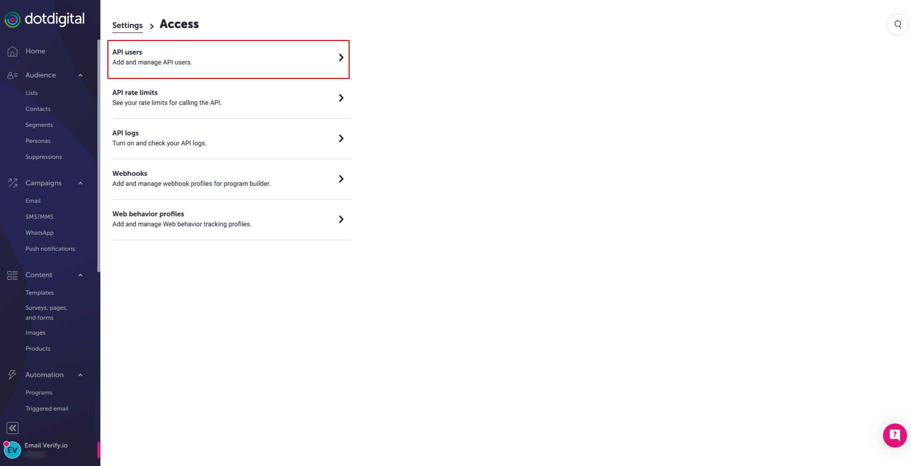 Step 4: Step 4:  Click API Users