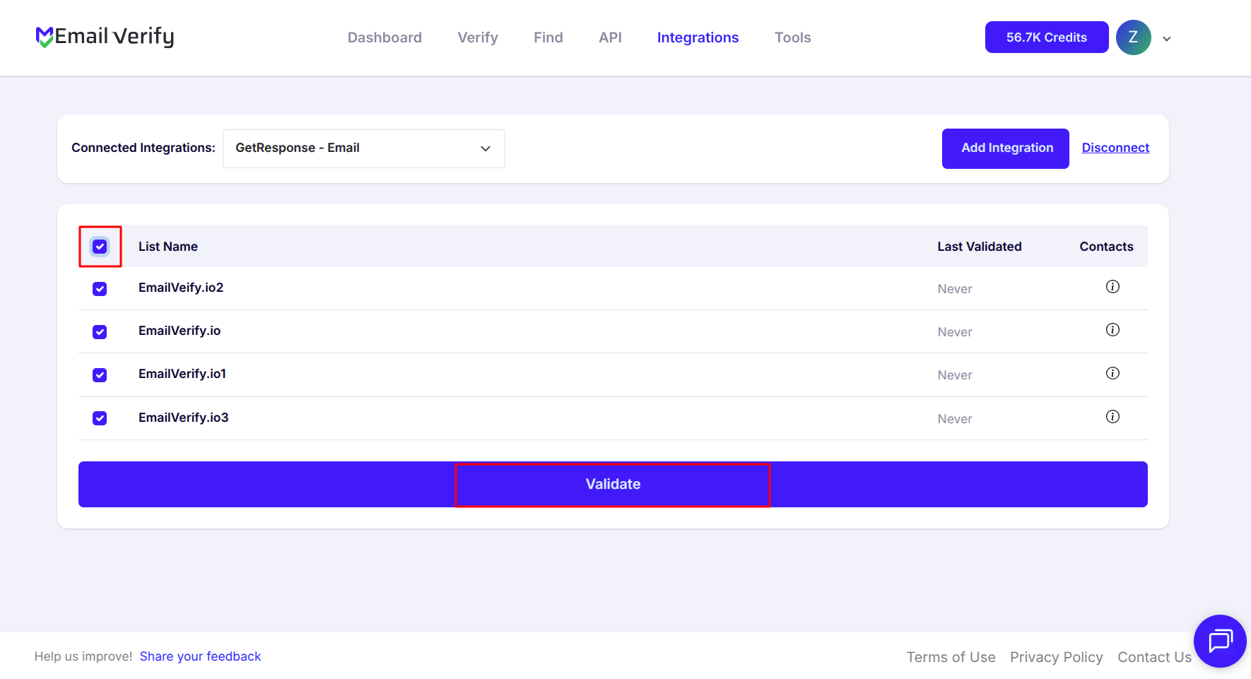 Step 7: Step 7: Select Lists to Verify