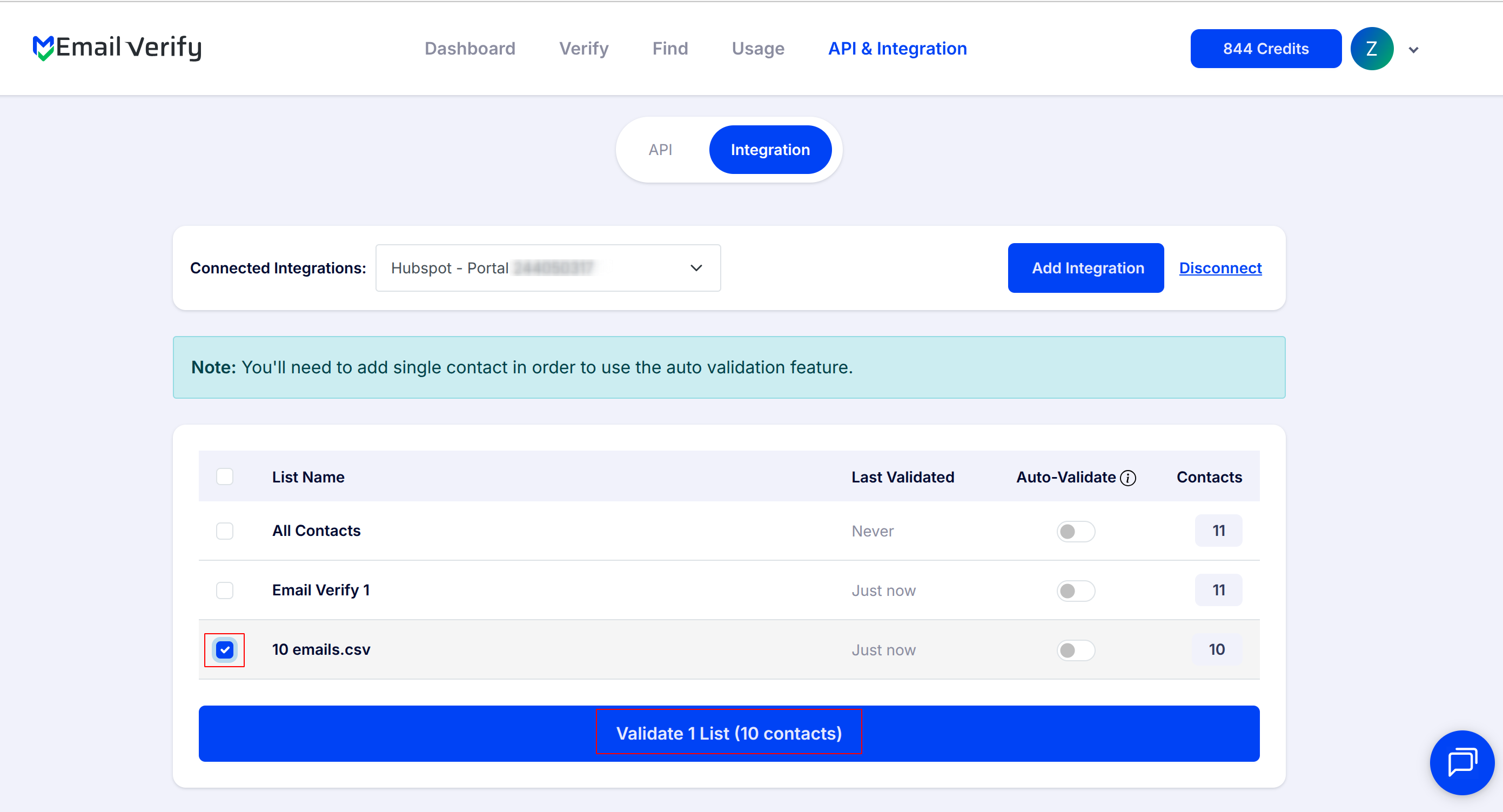 Step 7: Step 7: Select Lists to Validate