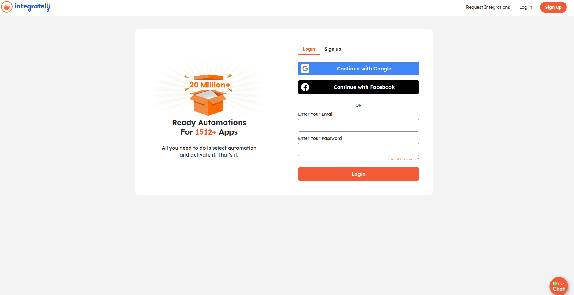 Step 5: Step 5: Log in to Integrately