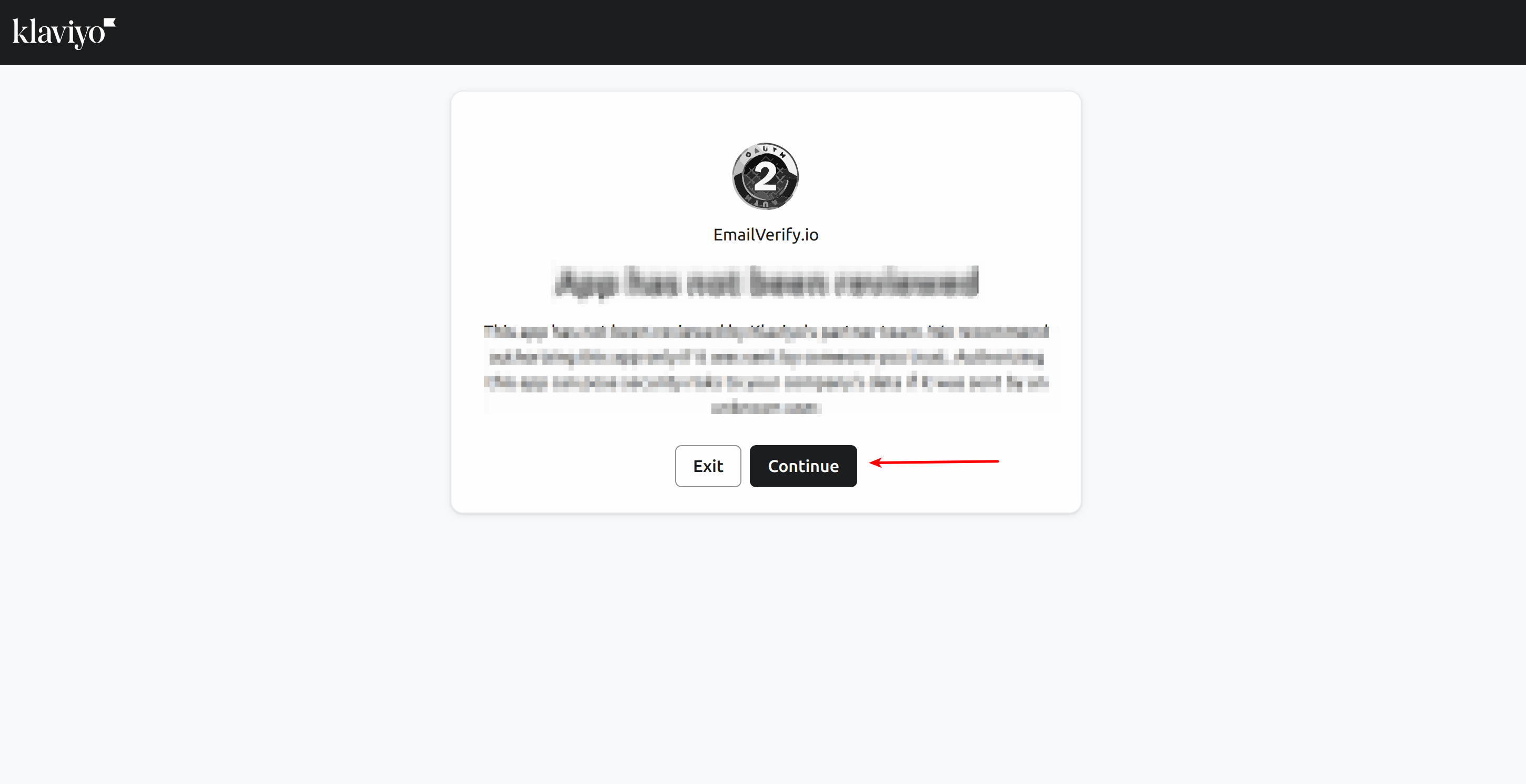 Step 3: Step 3: Continue to Klaviyo Authorization