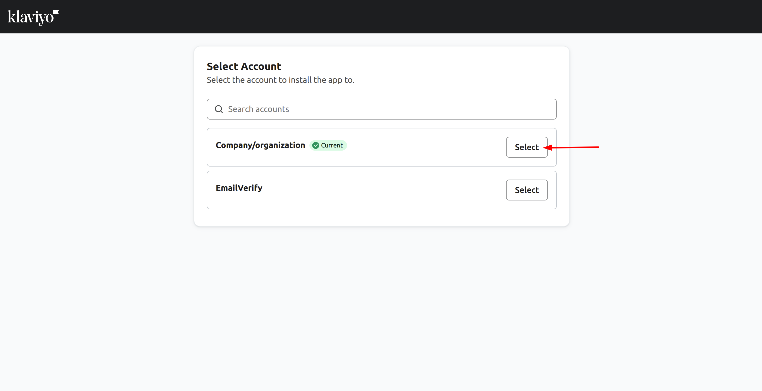 Step 4: Step 4: Choose Your Klaviyo Account