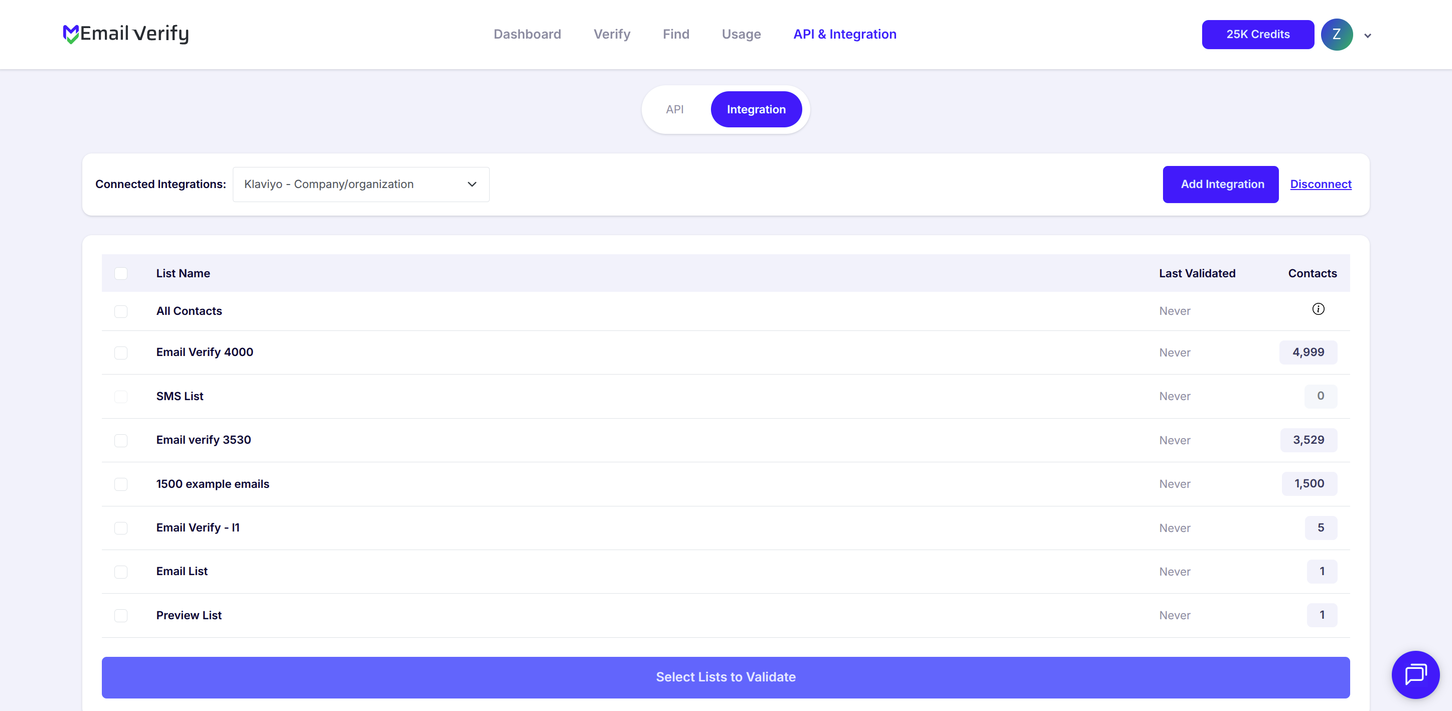 Step 6: Step 6: View Available Klaviyo Lists