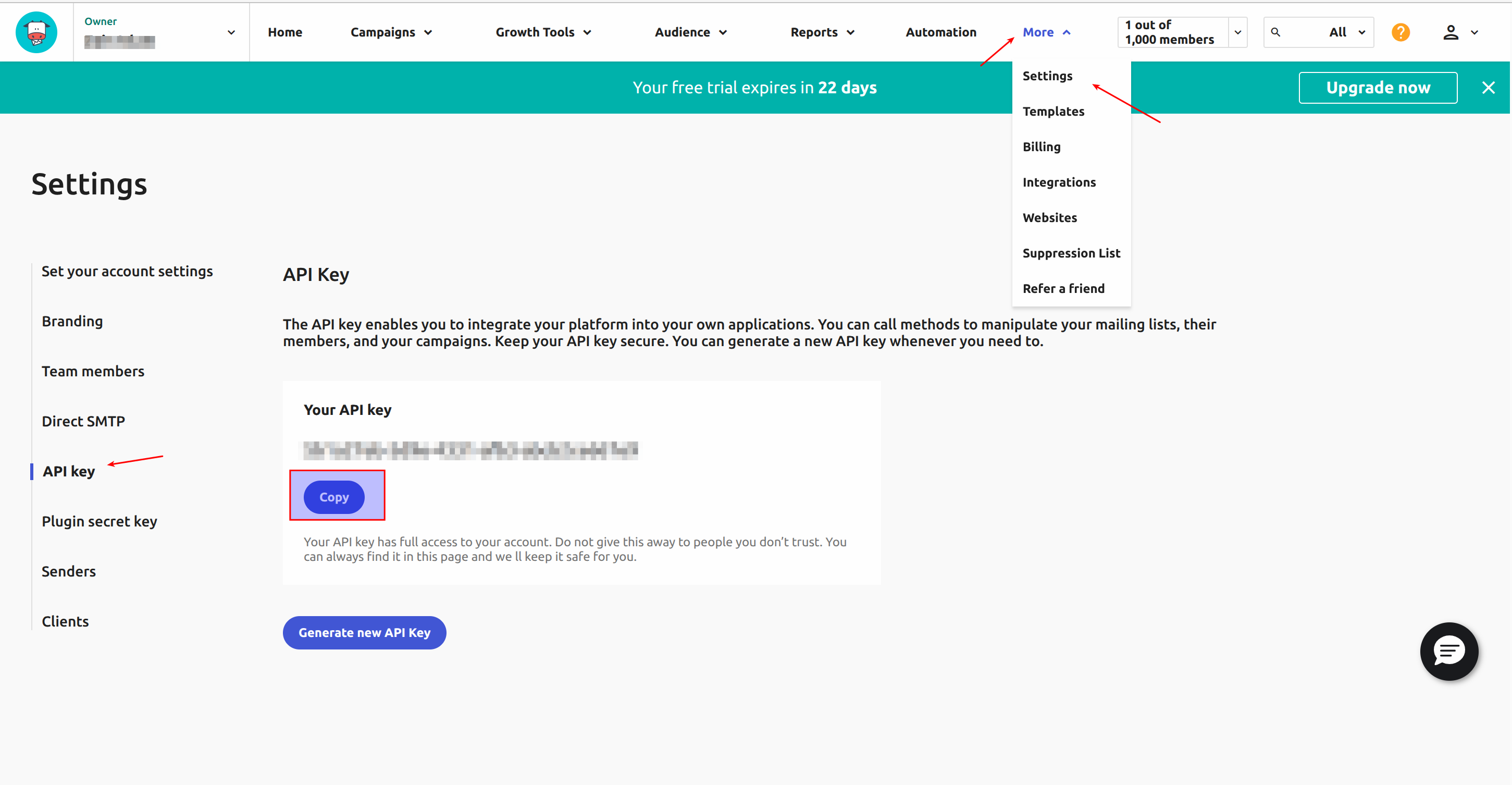 Step 3: Step 3: Get Your Moosend API Key