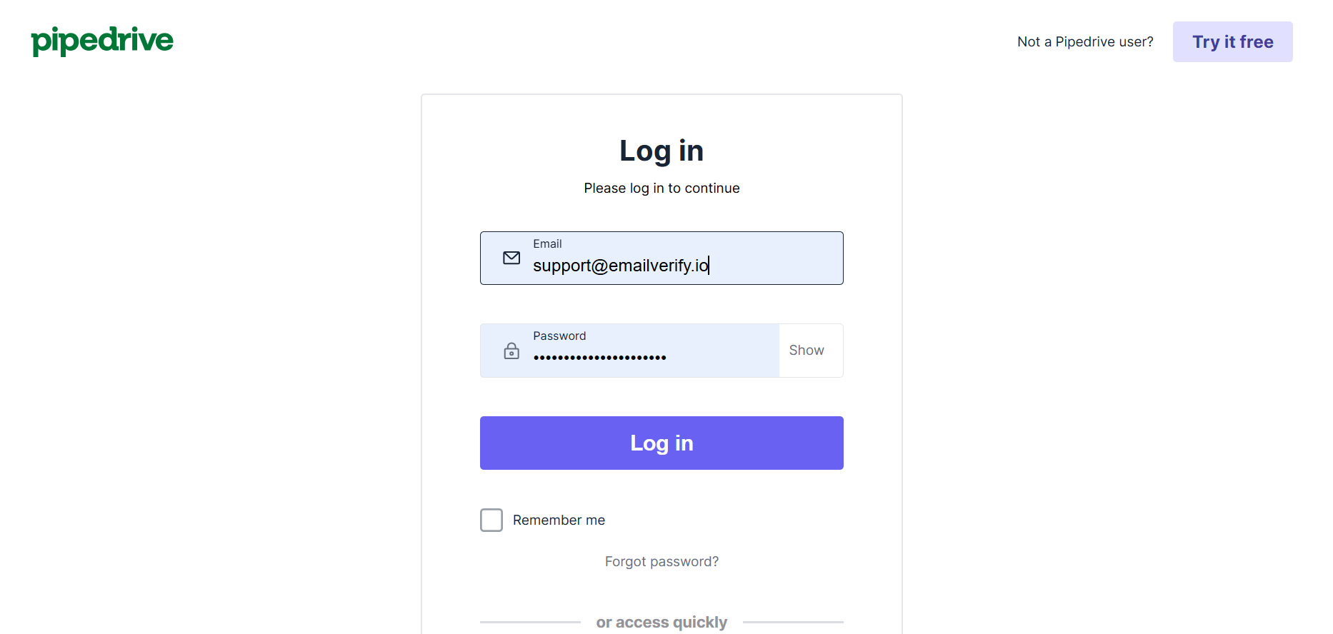 Step 3: Step 3: Pipedrive Sign in