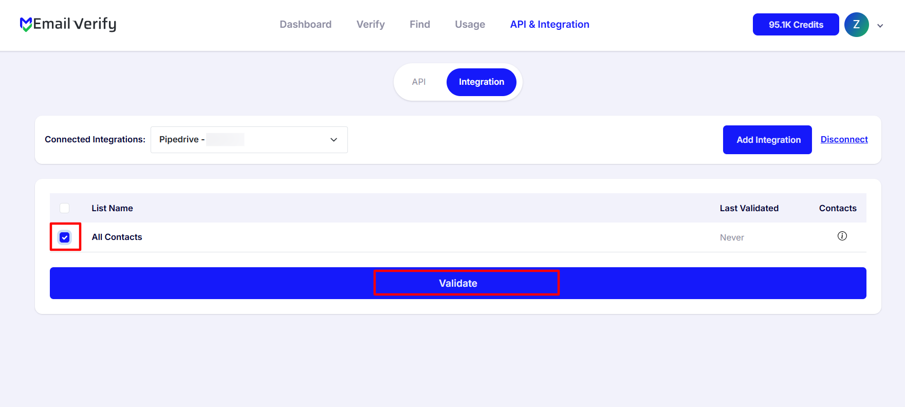Step 6: Step 6: Choose Contacts to Validate