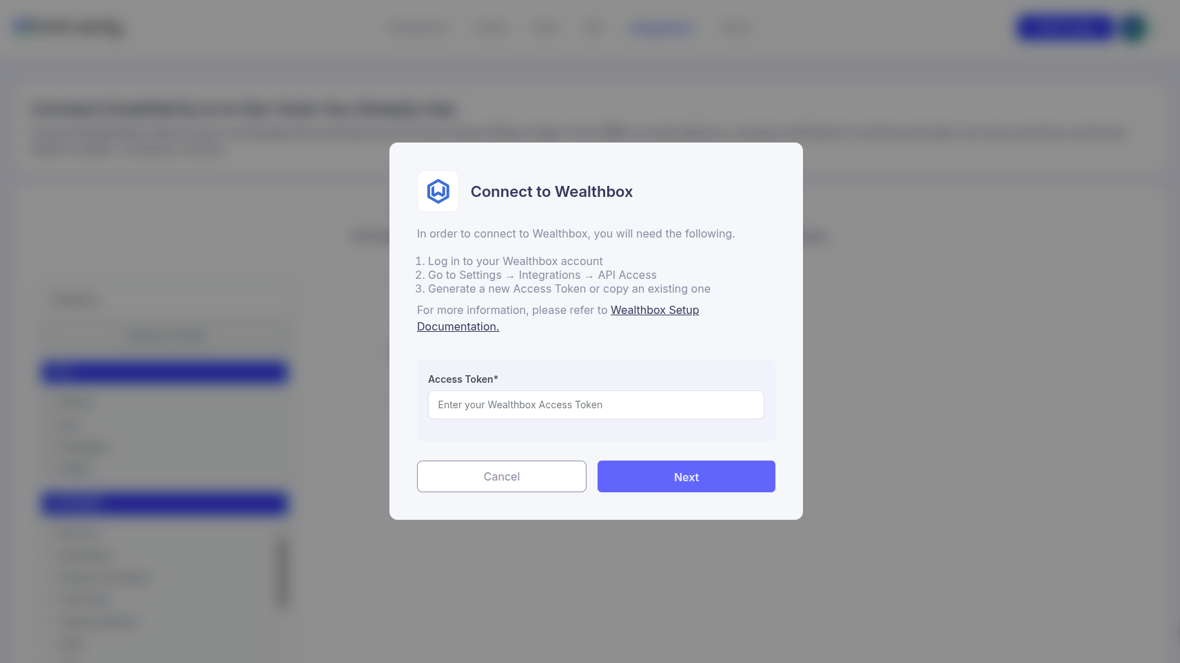 Step 2: Step 2: Select Wealthbox