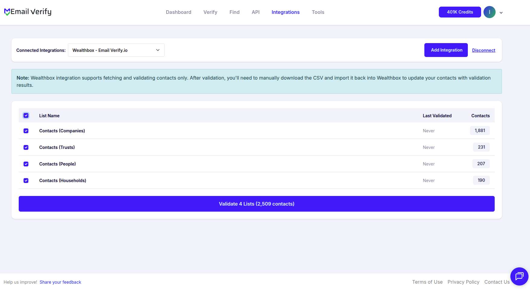 Step 6: Step 6: Select Lists to Verify